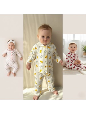 Buufuu 3 Adet %100 Pamuk Mevsimlik Kız & Erkek Bebek Alt Üst Takım