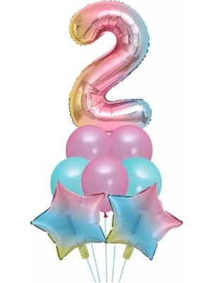 İstoç Parti Unicorn Folyo Balon Doğum Günü Seti 2 Yaş