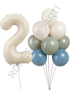 İstoç Parti Krem Rakam ve Balon Seti Yaş-2
