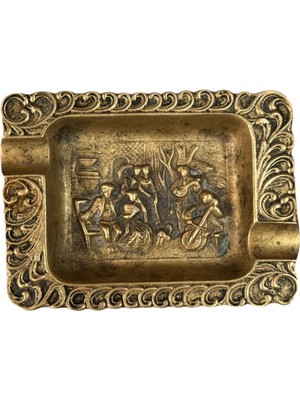 TT Insan Görselli Pirinç Avrupa Kül Tablası 13 cm 9,5 cm Ölçülerinde