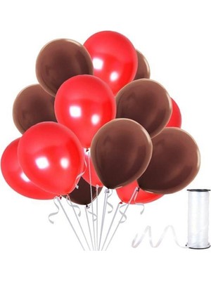 İstoç Parti Kahverengi - Kırmızı Metalik Balon 50 Adet+ 5 mt Balon Zinciri