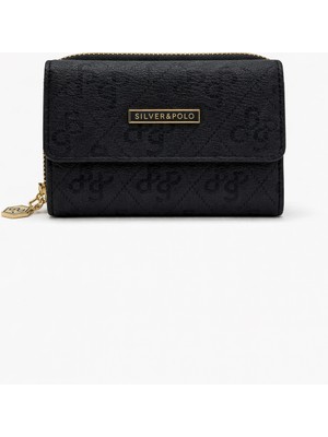 Louisiana Polo Silver Polo Kadın Cüzdan Prınt Desenli Antrasit-Siyah 1100