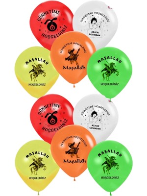 İstoç Parti Istoç Parti Sünnet Partisi Maşallah ve Sünnetime Hoş Geldiniz Baskılı Balon 10 Adet