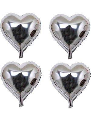 İstoç Parti Gümüş Kalp Folyo Balon Set 5 Adet 25 cm
