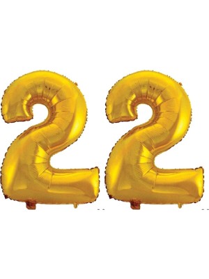 İstoç Parti 22 Yaş Sayı Folyo Balon Gold 40 Inç 100 cm