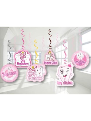 İstoç Parti Ilk Dişim Pembe 6'lı Tavan Süsü