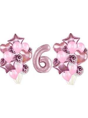 İstoç Parti Pembe Renk 6 Yaş Balon Seti