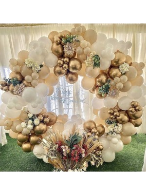 İstoç Parti Krom Gold Beyaz ve Ten Balon Balon Seti 70 Adet+5 mt Balon Zinciri