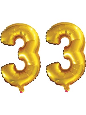 İstoç Parti 33 Yaş Sayı Folyo Balon Gold 40 Inç 100 cm