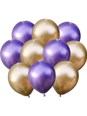 İstoç Parti Altın-Mor Krom Balon 10 Adet