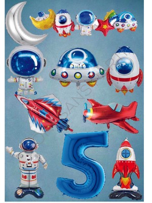 İstoç Parti Uzay Temalı Doğum Günü Parti Seti Yaş 5