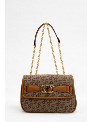 Louisiana Polo Silver Polo Çapraz Askılı Kadın Çanta Monogram Desenli Taba 1087