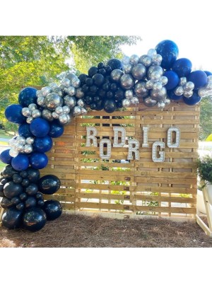 İstoç Parti Krom Gümüş Pastel Gece Mavisi Koyu Mavi Balon Seti 50 Adet