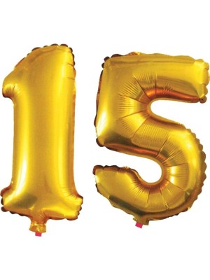 İstoç Parti 15 Yaş Sayı Folyo Balon Gold 40 Inç 100 cm