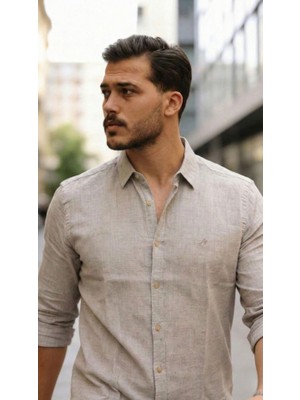 Marsilyan Erkek Uzun Kollu Keten Gömlek