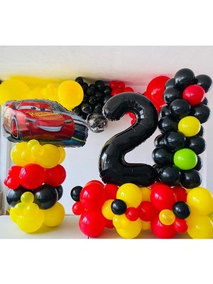İstoç Parti Kırmızı Araba ve Rakamlı Balon Zinciri Seti Yaş 5