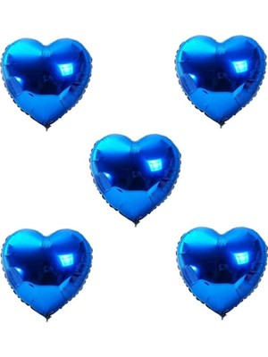 İstoç Parti Mavi Kalp Folyo Balon 45 cm - 5 Adet