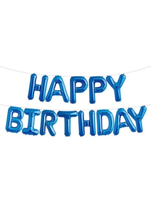 İstoç Parti Happy Birthday Mavi Renk Folyo Balon Seti