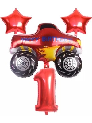 İstoç Parti Kırmızı Jeep Araba Temalı Balon Seti Yaş 1