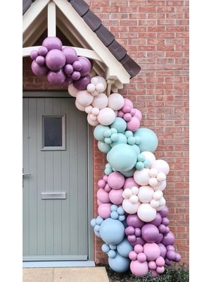 İstoç Parti Yaban Çileği-Toz Pembe-Kış Yeşili-Somon Balon Seti 100 Adet