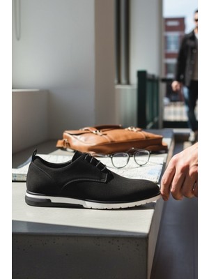 Enoch Erkek Klasik Ayakkabı - Süet Dokulu ve Esnek Hafif Tabanlı Bağcıklı Model