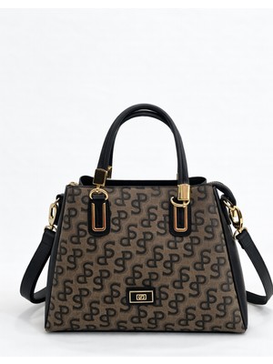 Louisiana Polo Silver Polo Kadın Çanta Monogram Desenli Vizon Siyah 1082