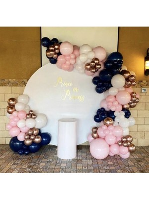 İstoç Parti Krom Gold Pastel Gece Mavisi Makaron Pembe ve Beyaz Balon Seti 50 Adet