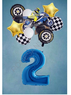 İstoç Parti Motorsiklet Mavi Temalı Doğum Günü Seti Yaş-2