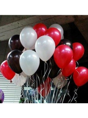 İstoç Parti 12 Inç 30 Adet Metalik Kırmızı Pastel Siyah Metalik Beyaz Balon