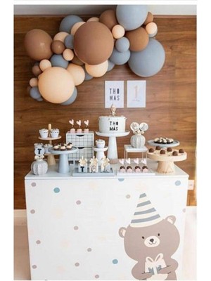 İstoç Parti Pastel Gri-Kahverengi-Ten Balon 50 Adet + 5 Mt. Balon Zinciri