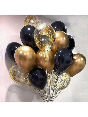 İstoç Parti Konfetili Şeffaf Balon Krom Balon Seti
