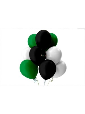 İstoç Parti Açık Yeşil-Beyaz-Siyah Pastel Soft Balon 50 Adet + 5 Metre Balon Zinciri