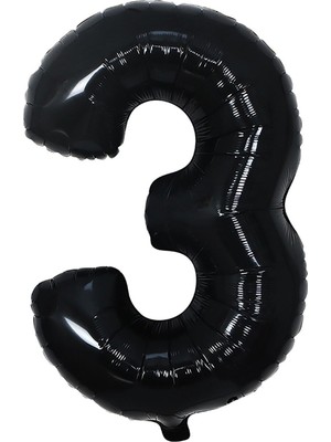 İstoç Parti Folyo Balon Siyah 3 Rakamı 34 Inç 80 cm