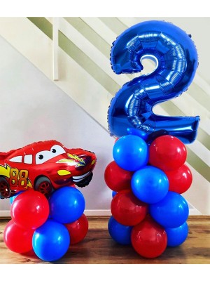İstoç Parti Araba Temalı Rakam Balonlu Set Balon Seti Yaş 2