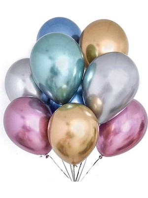 İstoç Parti Krom Balon Metalik Parlak Karışık 40 Adet