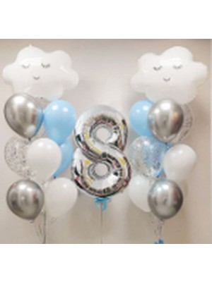 İstoç Parti Gökyüzü Bulut Balon Doğum Günü Set Yaş 8