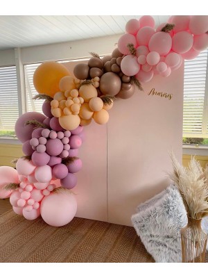 İstoç Parti Retro Toz Pembe Sütlü Kahve Kahverengi Pastel Pembe Balon Seti 100 Adet