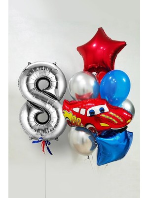 İstoç Parti Kırmızı Araba Temalı Balon Seti Yaş 8