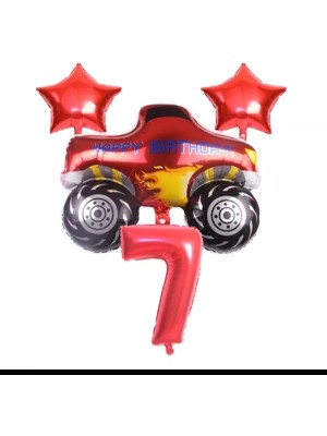 İstoç Parti Kırmızı Jeep Araba Temalı Balon Seti Yaş 7