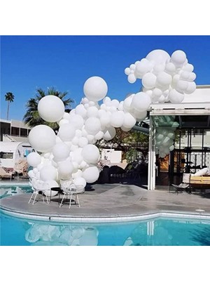İstoç Parti 100 Adet Beyaz Metalik Balon + 1 Adet Balon Zinciri