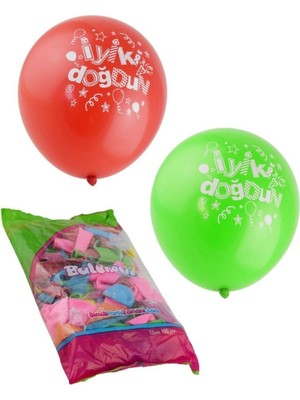 İstoç Parti Iyiki Doğdun Baskılı Karışık Renkli Balon 12 Inç 100 Adet