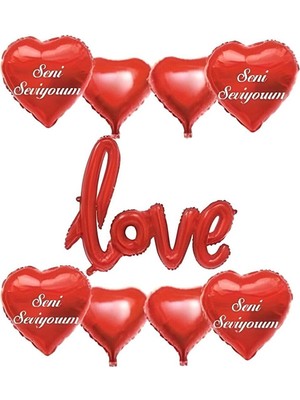 İstoç Parti Sevgililer Günü Konsept  9'lu Love Set Folyo Balon