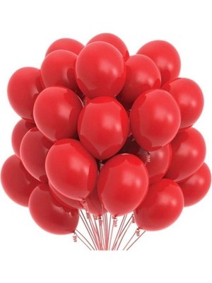 İstoç Parti Kırmızı Pastel Balon 50 Adet + 5 mt Balon Zinciri