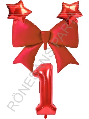 İstoç Parti Kırmızı Renk Yıldız Fiyonk Rakam Folyo Balon Seti 1 Yaş