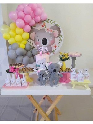 İstoç Parti Pastel Pembe-Sarı- Gri Balon 100 Adet + 5 Mt. Balon Zinciri