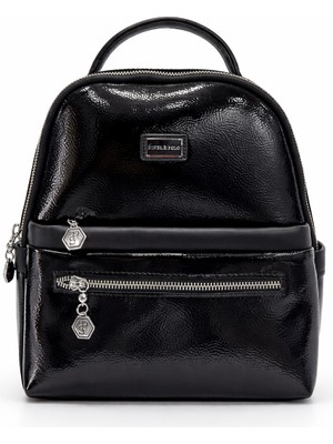 Louisiana Polo Silver Polo Kadın Sırt Çantası Monogram Desenli Siyah 1061