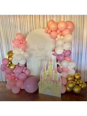 İstoç Parti Krom Gold Toz Pembe Makaron Pembe ve Beyaz Balon Seti 50 Adet