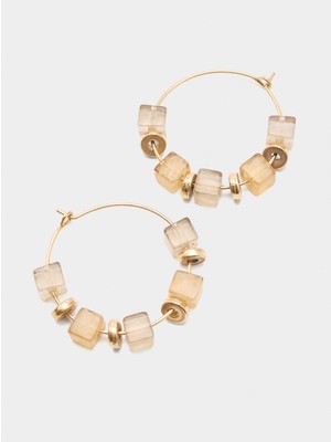 Parfois Kare Boncuklu Halka Küpeler