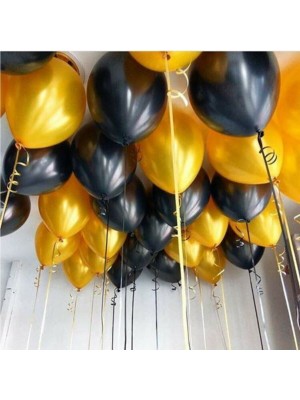 İstoç Parti 30 Adet 12 Inç Parti Balonu Metalik Gold - Pastel Siyah