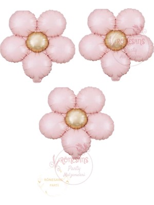 İstoç Parti Istoç Parti 3 Adet Retro Pembe Renk Papatya Folyo Balon